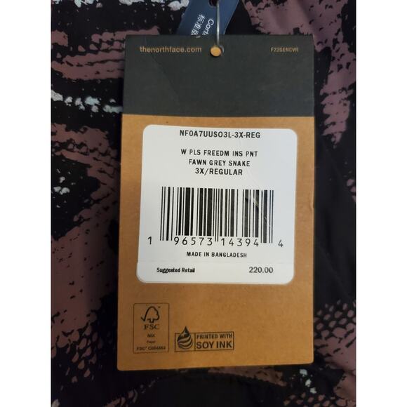 THE NORTH FACE Women's Freedom Insulated Fawn Grey Snake Snow Pants Size 3XL NWT - Picture 4 of 7